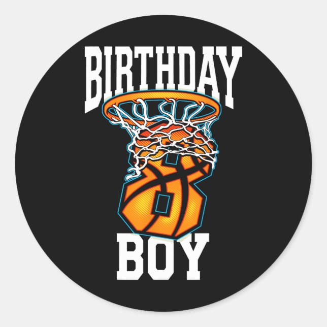 Sticker Rond 8e anniversaire Basketball 8 ans Enfants Cadeau 1 (Devant)