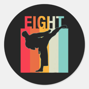 Sticker Rond 8e anniversaire Cadeaux Karate Retro Taekwondo Mar