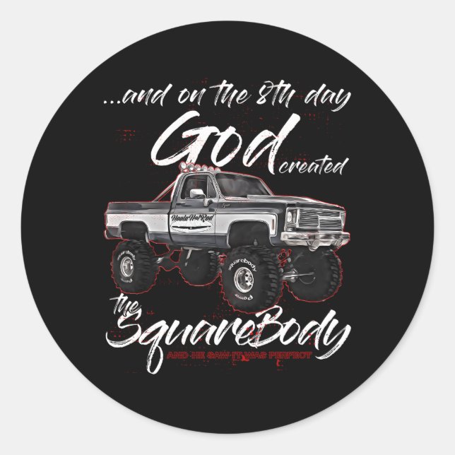 Sticker Rond 8E Godjimmysquarebody Trucksuburbanblazersilverad (Devant)