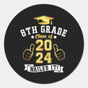 Sticker Rond 8e Grade Cl De 2024 Clôturé Il Graduation