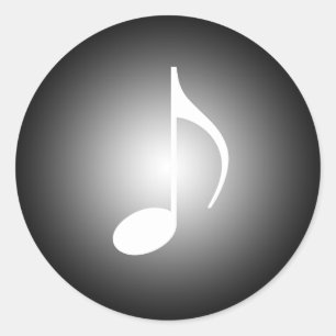 Sticker Rond 8e Note musicale noire et blanche