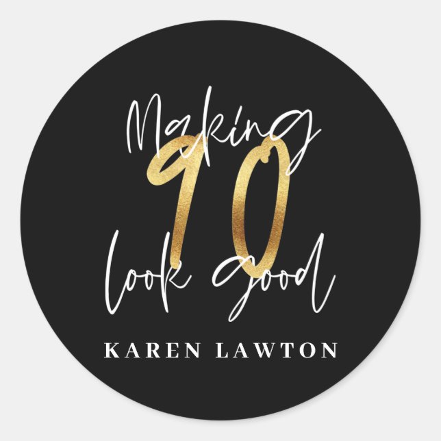 Sticker Rond 90 ans en or (Devant)