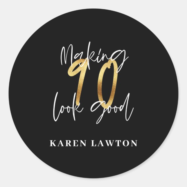 Sticker Rond 90 ans en or (Devant)