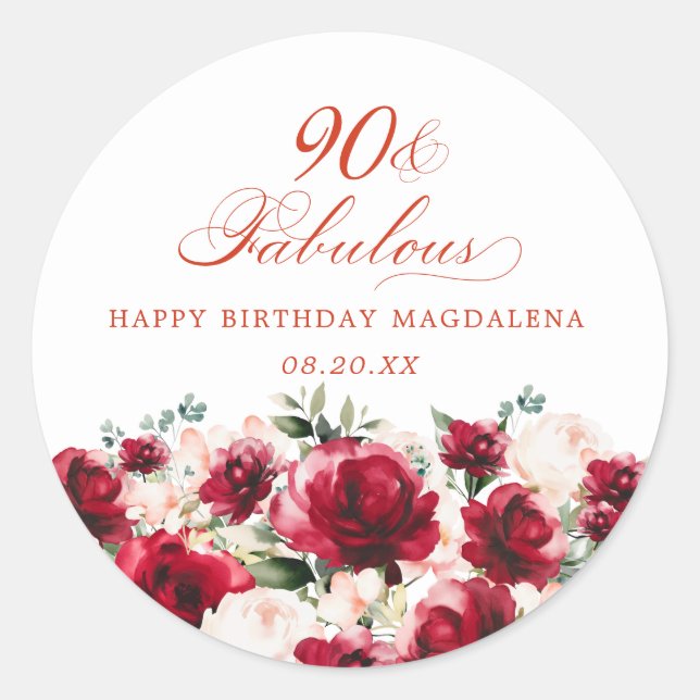 Sticker Rond 90 et fabuleux anniversaire Personnalisé (Devant)