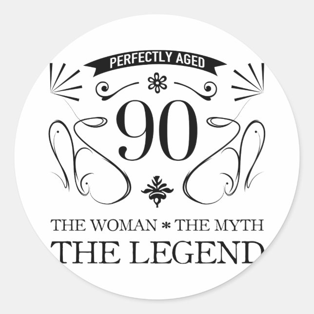 Sticker Rond 90e anniversaire pour les femmes (Devant)