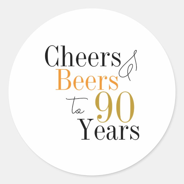 Sticker Rond 90e anniversaire Soeurs et bières Mini fête (Devant)