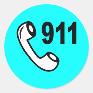 Sticker Rond 911 EMERGENCY PHONE NUMBER MEDICAL HELP Shoutout