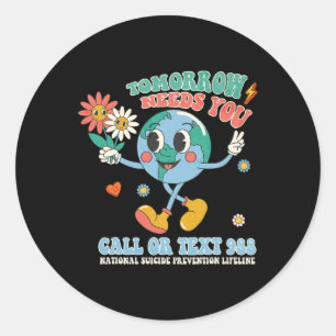 Sticker Rond 988 Prévention du suicide Restez demain Besoin de