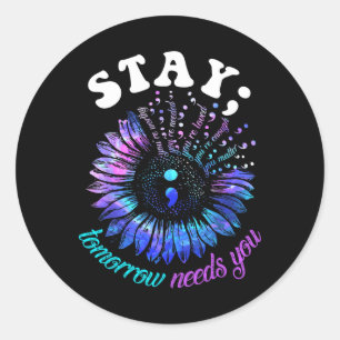 Sticker Rond 988 Prévention du suicide Restez demain Besoin de 