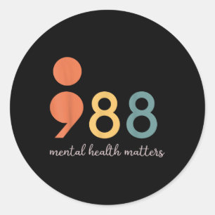 Sticker Rond 988 Semicolon Santé mentale S Prévention du suicid
