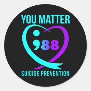 Sticker Rond 988 Sensibilisation à la prévention du suicide