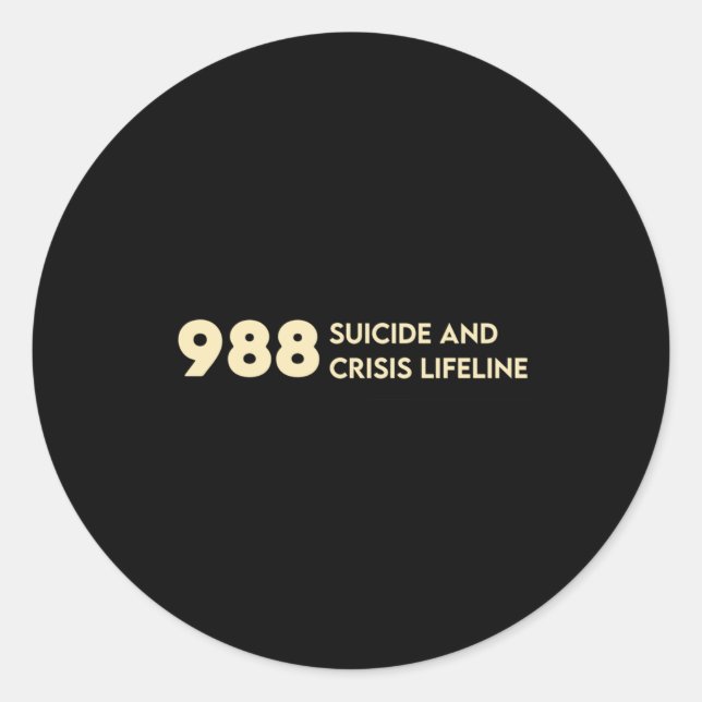 Sticker Rond 988 Sensibilisation au suicide Hotline Santé menta (Devant)