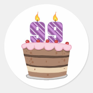 Sticker Rond 99 ans sur le gâteau d'anniversaire