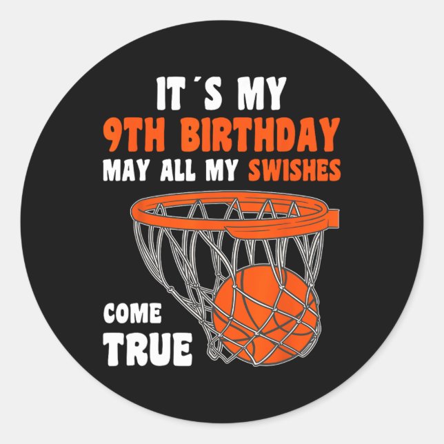 Sticker Rond 9 ans Joyeux 9e anniversaire Bysketbyll 9e anniver (Devant)