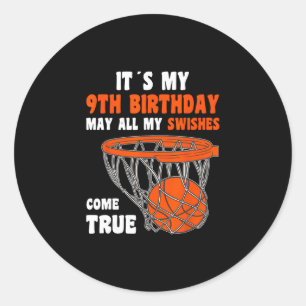 Sticker Rond 9 ans Joyeux 9e anniversaire Sketll 9e anniversair