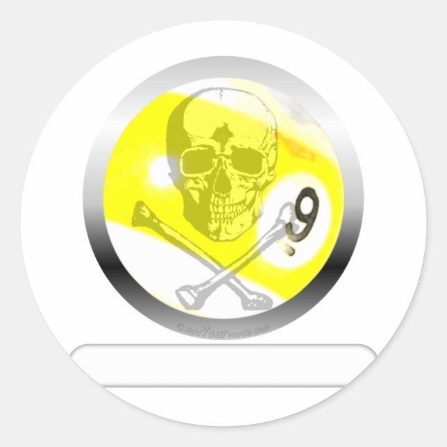 Sticker Rond 9 Crâne à billes et os croisés (Devant)