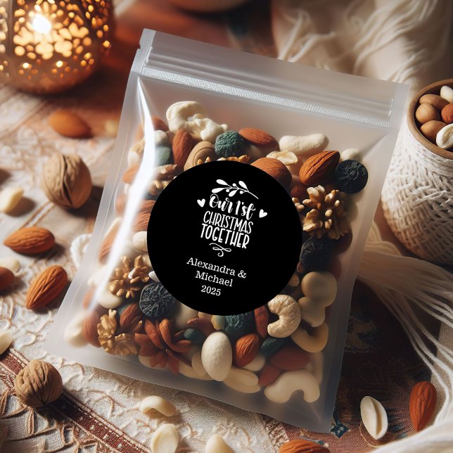 Sticker Rond 9 Photo Minimalist First Christmas Together (Créateur téléchargé)