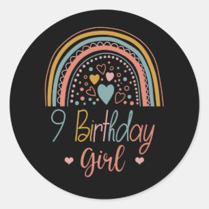 Sticker Rond 9e anniversaire Rainbow Compte à rebours 9 ans Ann