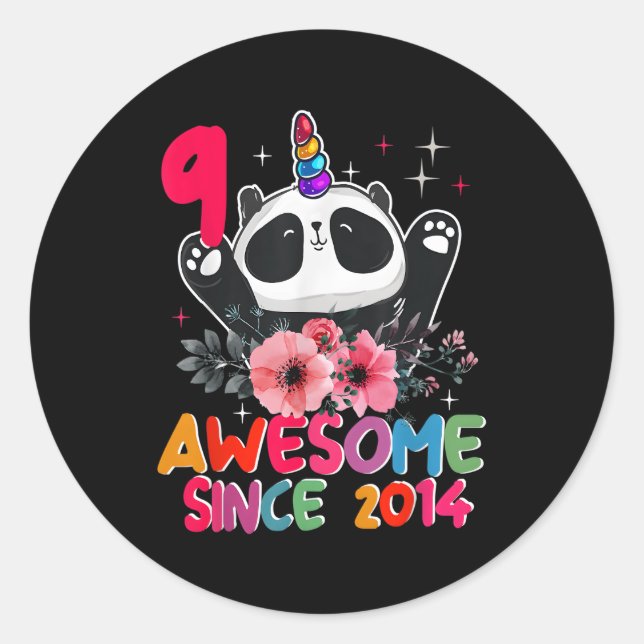 Sticker Rond 9E Pandacorn 9 Panda Unicorn (Devant)