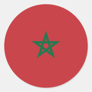Sticker Rond A bas prix ! Drapeau Maroc