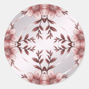 Sticker rond à cadre rose