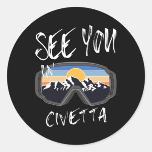 Sticker Rond À Civetta Randonnée Italie Vacances Ski Goggl