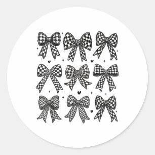 Sticker Rond à damiers Bow Drapeau Course Voiture Femmes Cute C
