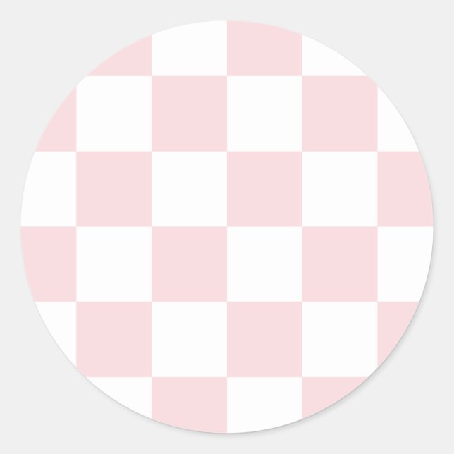 Sticker Rond à damiers grand - blanc et rose pâle (Devant)
