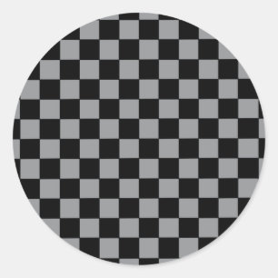 Sticker Rond à damiers gris et noir