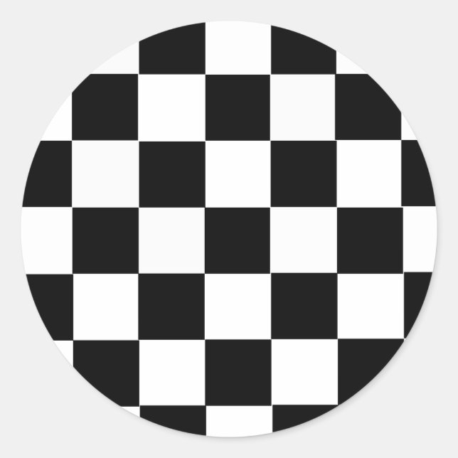 Sticker Rond À damiers noir et blanc (Devant)