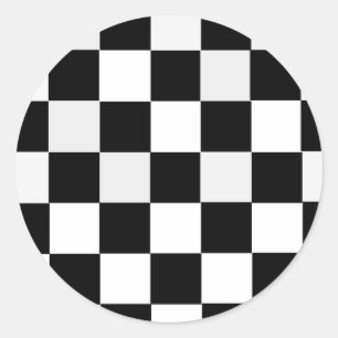 Sticker Rond À damiers noir et blanc