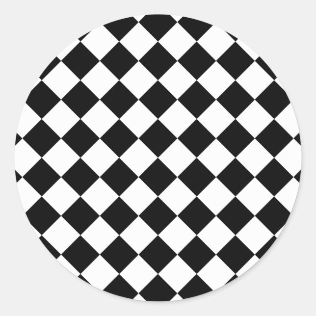 Sticker Rond À damiers noir et blanc rétro (Devant)
