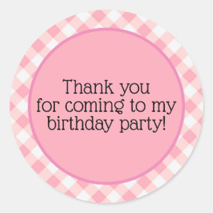 Sticker Rond À damiers Rose blanc En vichy Anniversaire