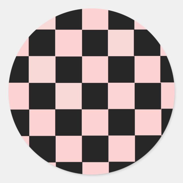 Sticker Rond À damiers rose et blanc (Devant)