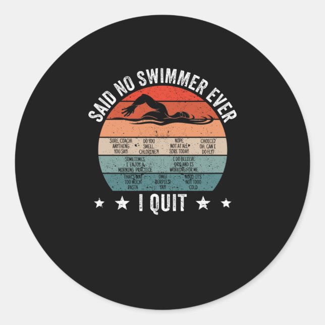 Sticker Rond A dit pas nager jamais nager compétitif (Devant)