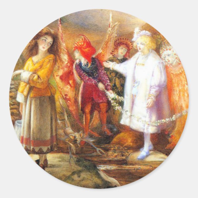 Sticker Rond À Fairyland John Anster Fitzgerald (Devant)
