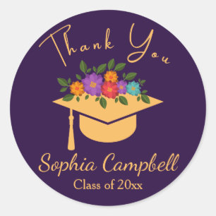 Sticker rond à graduation florale violet