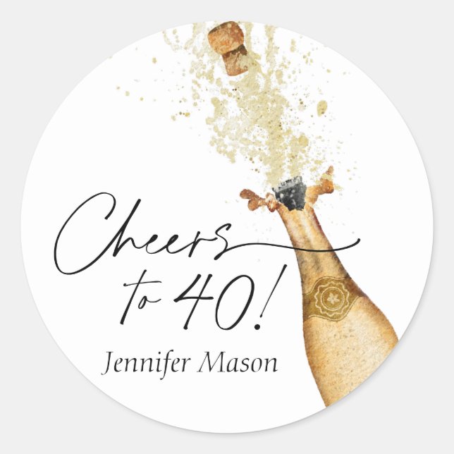 Sticker Rond À la 40e anniversaire Champagne (Devant)
