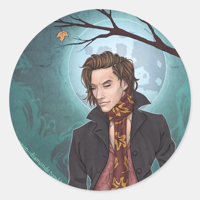 Sticker Rond À la lumière de la lune (Devant)
