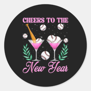 Sticker Rond À la nouvelle année Champagne Gl & Baseball