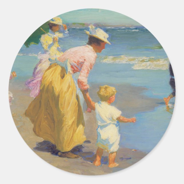 Sticker Rond À La Plage - Edward Potthast (Devant)