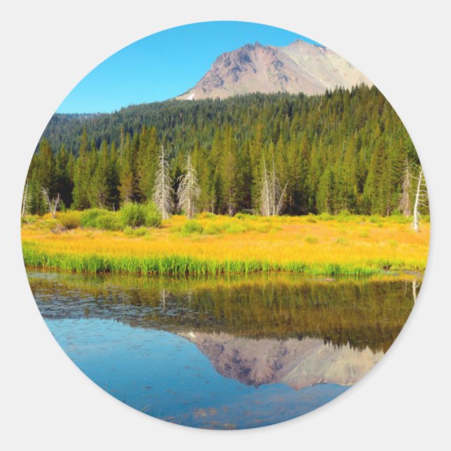 Sticker Rond A Lake In Lass Volcanic National Park (Devant)