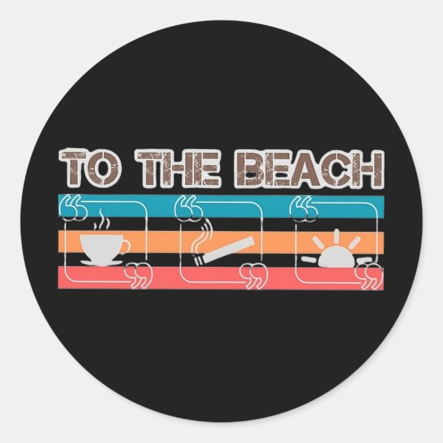 Sticker Rond À l'Autocollant de plage (Devant)