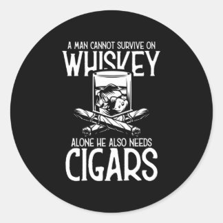 Sticker Rond A Man Who Loves Whiskey And Cigar