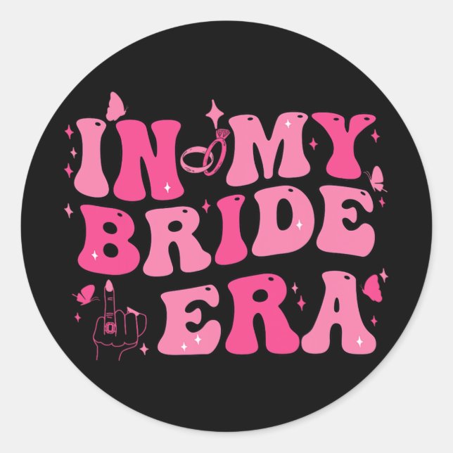 Sticker Rond À mon époque de mariée Mariage Groovy Bride Enterr (Devant)