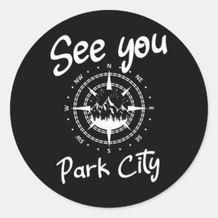 Sticker Rond À Park City Usa Vacances Ski Randonnée Comp