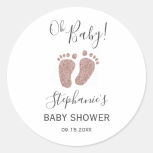 Sticker rond à Parties scintillant rose vif Pieds 