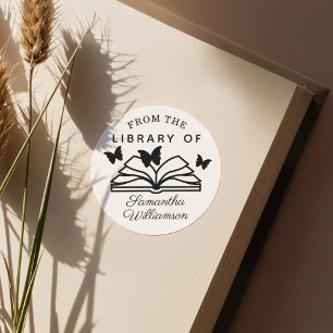Sticker Rond À partir de la bibliothèque du livre personnalisé 