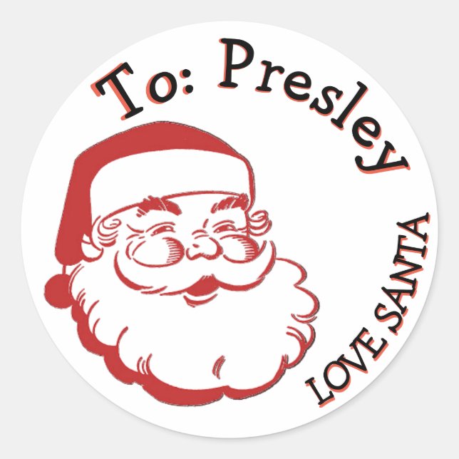 STICKER ROND A PARTIR DE PÈRE NOËL NOËL PRÉSENTER CADEAU ÉTIQUE (Devant)