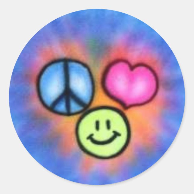 Sticker Rond a-peace_love_happiness (Devant)